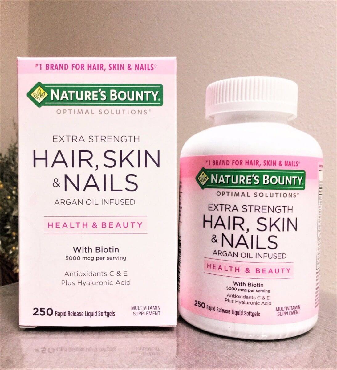 Nature's Bounty Optimal Solutions Extra Strength Hair Skin & Nails 250 Softgels,วิตามินบำรุง ผิว ผม เล็บ